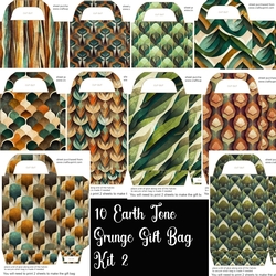 10 Earth tone grunge gift bag kit 2