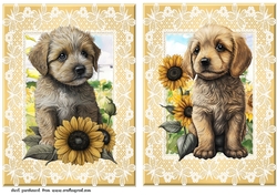 2 Sunflower puppy card fronts/toppers 5