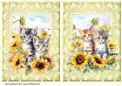 2 Sunflower kitten card fronts/toppers 1