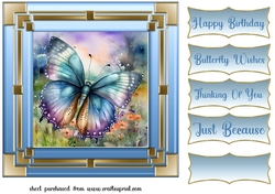 Blue framed butterfly card front 6