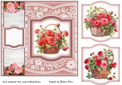 Red rose basket card front 2