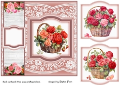 Red rose basket card front 4