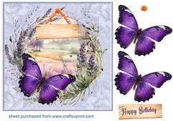 Lavender butterfly card front 2