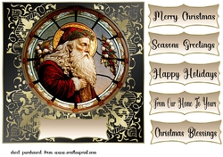 Stained glass Santa card front 3