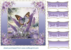 Framed lavender butterfly card front 3