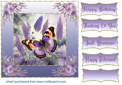 Framed lavender butterfly card front 7