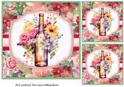 3 Floral wine card fronts/toppers 1