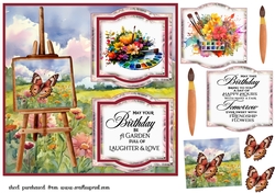 2 Panel floral birthday card front