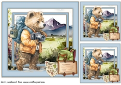 3 Wanderlust bear card front/toppers
