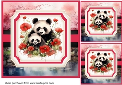 3 Floral red panda card fronts/toppers 4