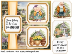 Orange 2 Panel Worlds best gardener card front(male/female)