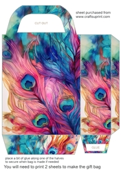 Colourful peacock feathers gift bag 12