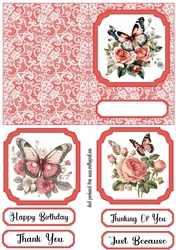 Red floral butterfly notelet 3