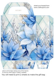 Blue floral winter geometry gift bag 1