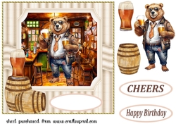 Birthday beer card front (bear) 1
