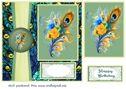 Peacock feather panel card front