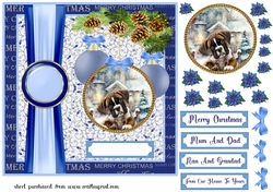 Blue Christmas pup card front 8