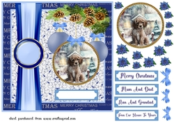Blue Christmas pup card front 19