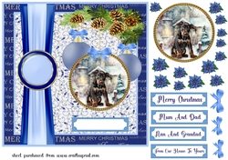 Blue Christmas pup card front 20