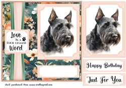Pink and green floral Scottish Terrier card front 3