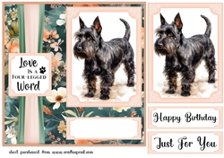 Pink and green floral Scottish Terrier card front 5