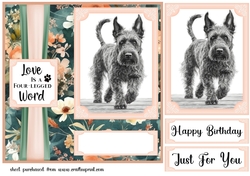 Pink and green floral Scottish Terrier card front 6