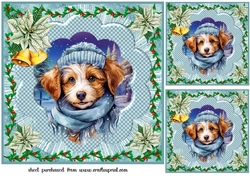 3 Christmas pup card front/toppers 1