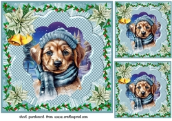3 Christmas pup card front/toppers 2