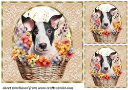 3 Floral pup in basket card front/toppers 1