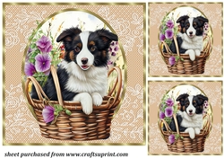 3 Floral pup in basket card front/toppers 3