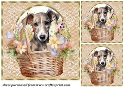 3 Floral pup in basket card front/toppers 9