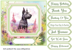Floral Scottish Terrier card front 1