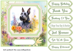 Floral Scottish Terrier card front 4