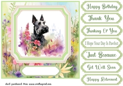 Floral Scottish Terrier card front 6
