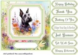 Floral Scottish Terrier card front 7