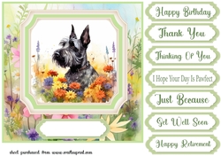 Floral Scottish Terrier card front 9