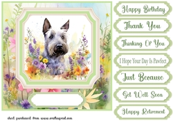 Floral Scottish Terrier card front 10