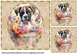 3 Floral pup in basket card front/toppers 15