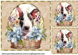 3 Floral pup in basket card front/toppers 18