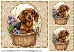 3 Floral pup in basket card front/toppers 19
