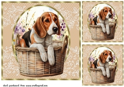 3 Floral pup in basket card front/toppers 20
