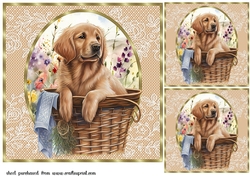 3 Floral pup in basket card front/toppers 21
