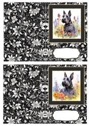 2 Floral Scottish terrier notelets 2