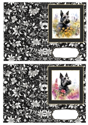 2 Floral Scottish terrier notelets 3