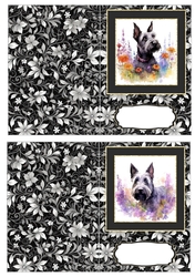 2 Floral Scottish terrier notelets 4