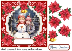Kids building snowman card front 4