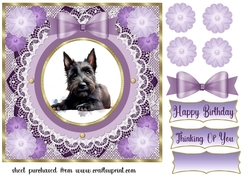 Purple framed Scottish terrier card front 1