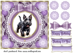 Purple framed Scottish terrier card front 2