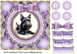 Purple framed Scottish terrier card front 3