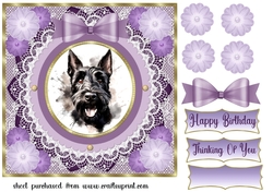 Purple framed Scottish terrier card front 10